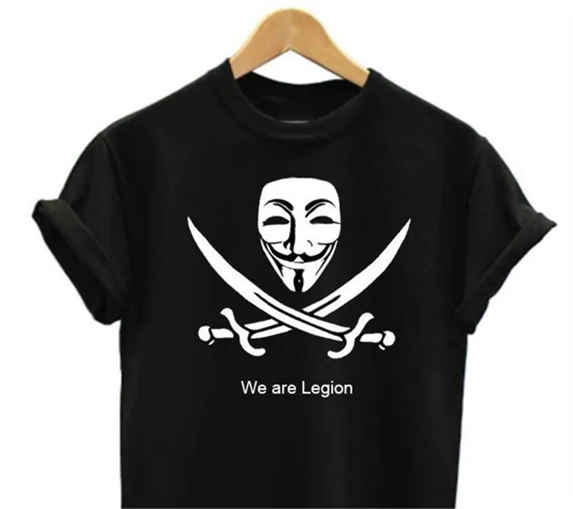 Футболка We Are Legion Мужская черная футболка с v-образным вырезом для Vendetta Hacker Mask