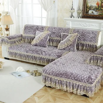 

1PC Lace Plush Fabric Sofa Cover European Style Soft Slip Resistant Slipcover Seat Couch Cover Sofa Towel for Living Room Decor