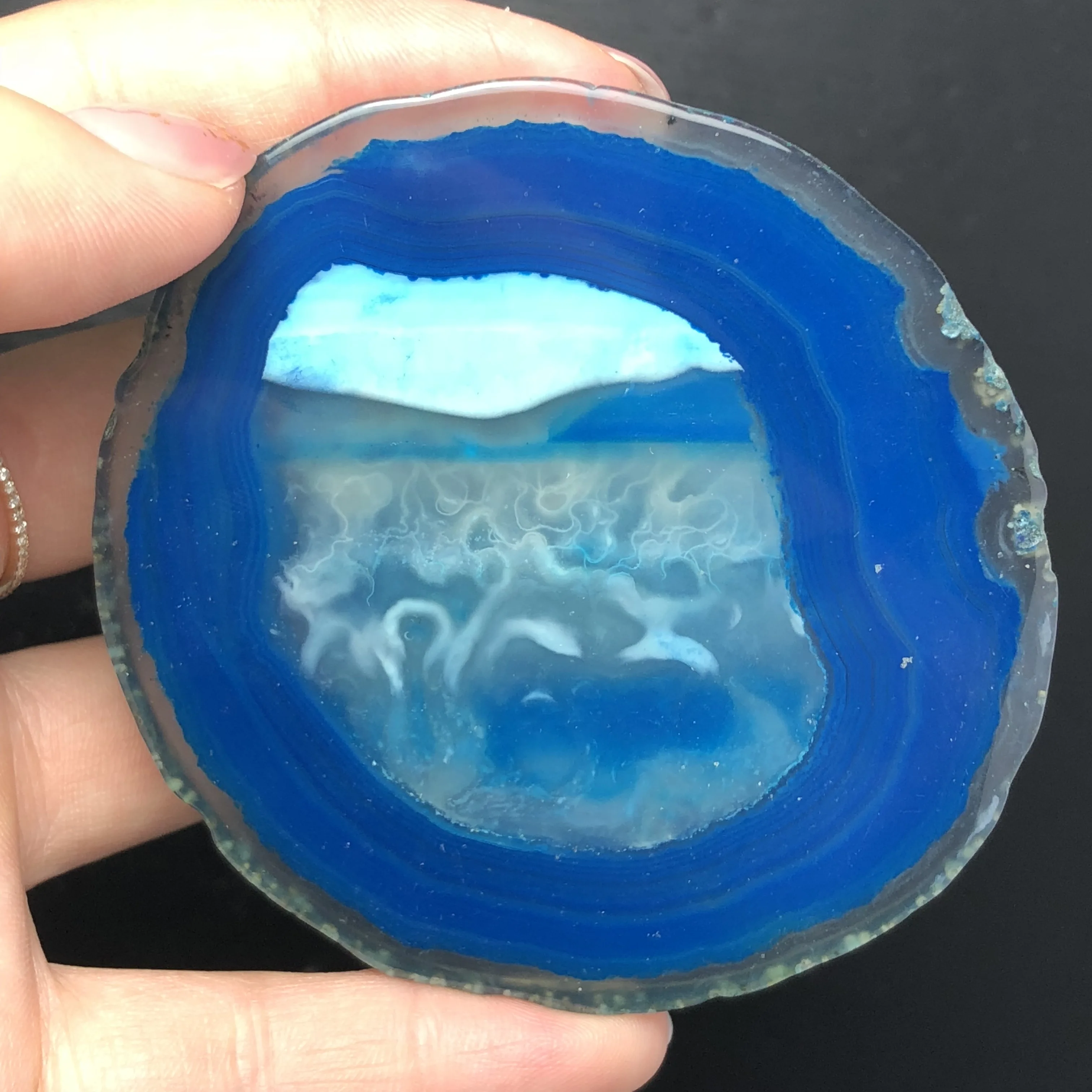Красивый голубой Агат ломтик кварца Geode нерегулярные подставки для напитков подарок полированный минеральный украшение дома