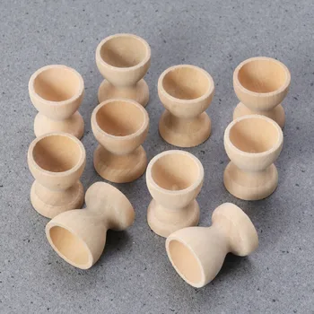 

15pcs Wooden Easter Egg Holder DIY Eggs Tray Wine Glass Shaped Eggs Holding Cups Tabletop Egg Tray Container Wood Storage Holder