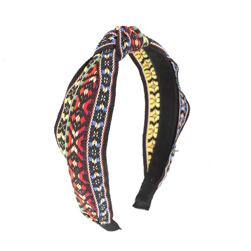 Женская мода Бант Крест узел широкая повязка для волос Boho повязка для волос ободок для волос Женская Корейская версия широкая повязка для волос Hairwear - Цвет: as pictures