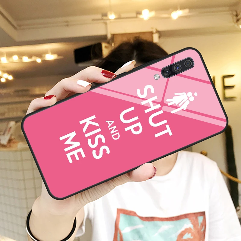 Розовый любовь персик стекло чехол для телефона для galaxy Note 8, 9, 10, плюс S8 S9 S10E чехол для телефона для sumsung A10 20 30 40 50 60 70 чехол Young "сделай сам"