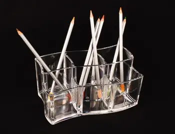 

Transparent Acrylic Makeup Organizer Six Lattice Cosmetic Storage Box Makeup Brush Holder Practical Bathroom Desktop Organizer