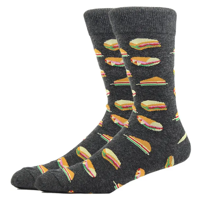 Burger Pizza Sushi Males Socks Fashion Cute Series Korean Harajuku Cartoon Funny Women Happy Cotton Cool Middle Tube Socks HK11016-3