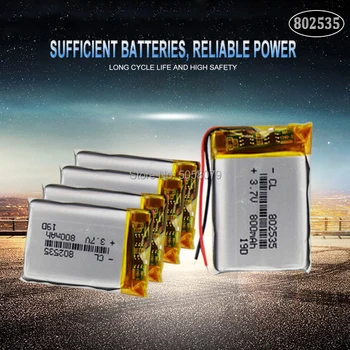 

20pcs 802535 3.7V 800mAh Lithium Polymer Li-Po li ion Rechargeable Battery cells For Mp3 MP4 MP5 GPS PSP mobile bluetooth