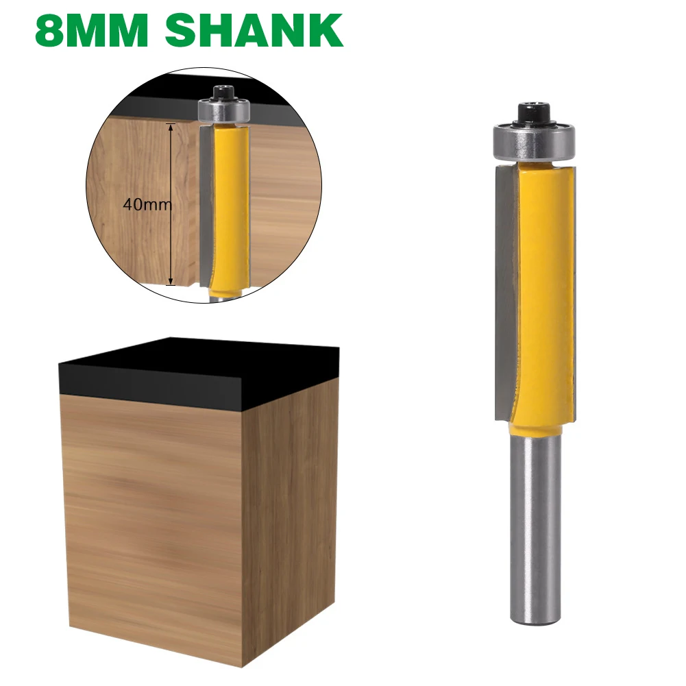 1PC 8MM Shank Milling Cutter Wood Carving 40mm Flush Trim Router Bit With Bearing For Template Pattern Tungsten Carbide | Инструменты