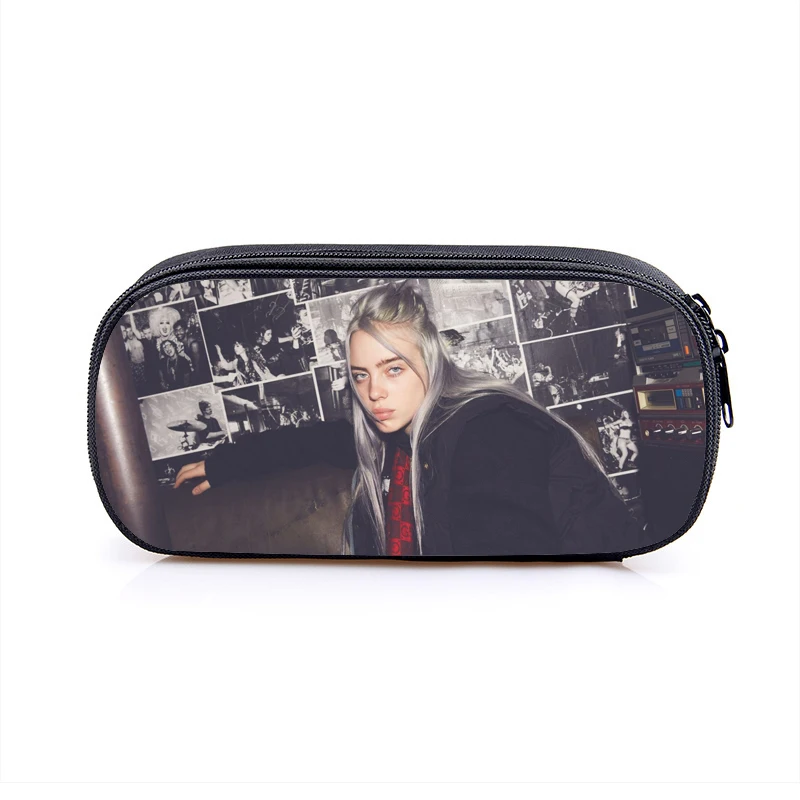 Чехол для карандашей Billie Eilish для студентов, сумка для канцелярских принадлежностей для мальчиков и девочек, Высококачественная коробка для карандашей с рисунком аниме, Детская сумка для ручек
