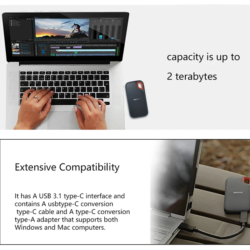 Sandisk SSD USB3.1 Type C 500 Гб ТБ внешний твердотельный накопитель портативный жесткий диск