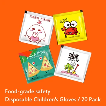 

200pcs Children Disposable Food Plastic Gloves Home Kitchen Multifunction Clear Sanitary Dishwashing Catering Glove Random