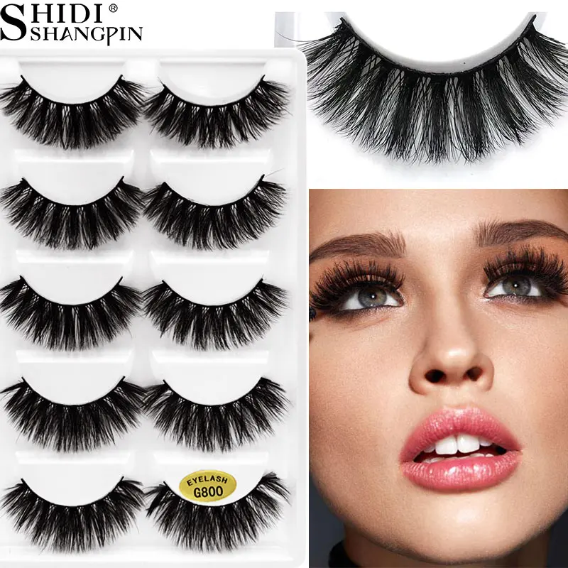 

SHIDISHANGPIN 6 Styles 3D Mink Hair Soft False Eyelashes Natural Long Fluffy Wispy Thick Lashes Handmade Makeup Extension Tools
