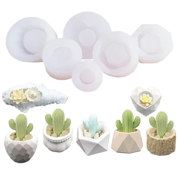 

7 Large UV Resin Silicone Soap Mold For Flowerpot Concrete Cement Succulent Plant Container Candle Epoxy Gypsum Clay MouldC389