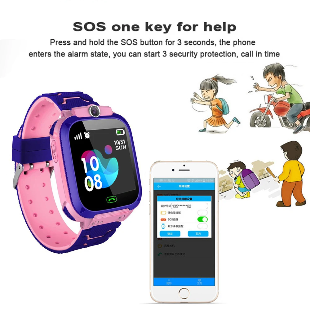 Детские Смарт-часы наручные часы с gps-трекером детские спортивные часы, смартфон IP67 водонепроницаемый плавательный SOS Вызов камера 1,4" lcd Q12 D
