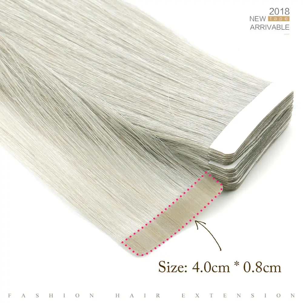 Neitsi Skin Weft Adhesive Hair None Remy Tape In Human Hair Extensions Grey# Color Straight Double Side Tape Hair 20pcs 40pcs