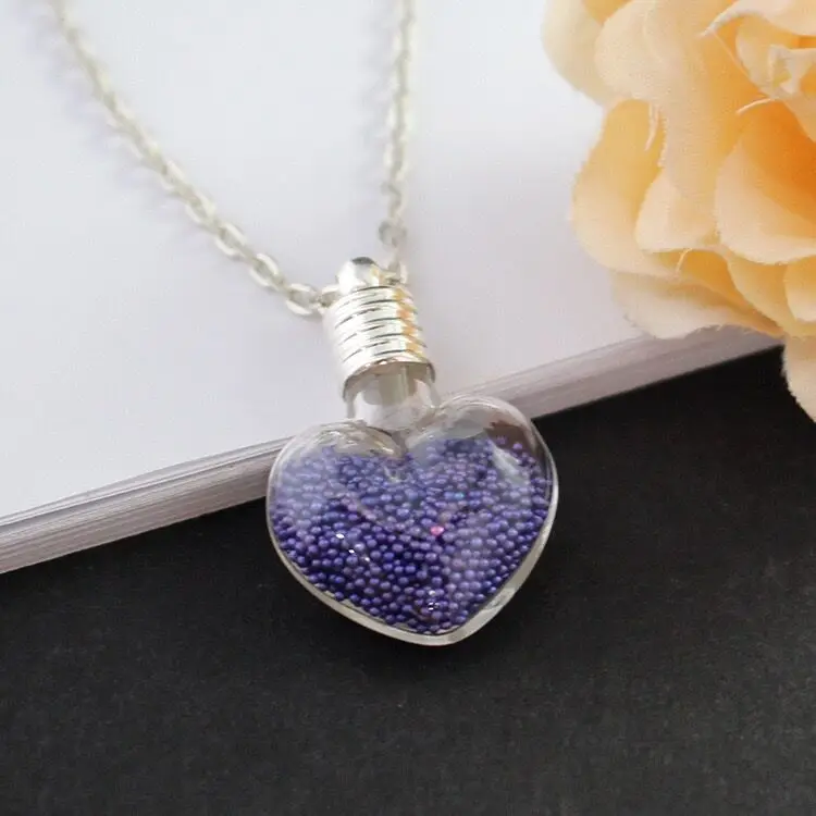 50pcs 6mm bottle mouth glass Vial Pendant silver color cap rice art name on rice craft necklace materia glass bottle charms