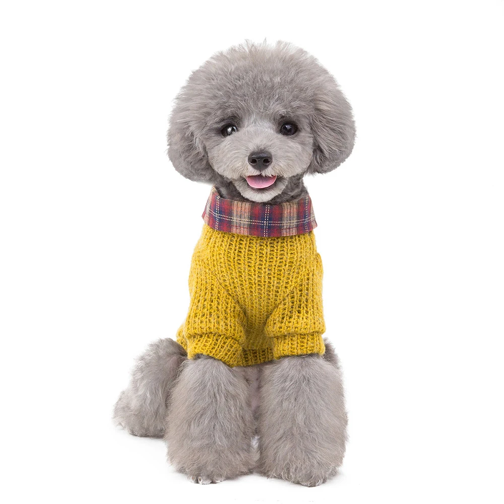 

1PC New Winter Pet Lapel Sweater Teddy Bear Bomei Puppy Clothes Plaid Pet Warm Dog Coat For Small Pet Clothes