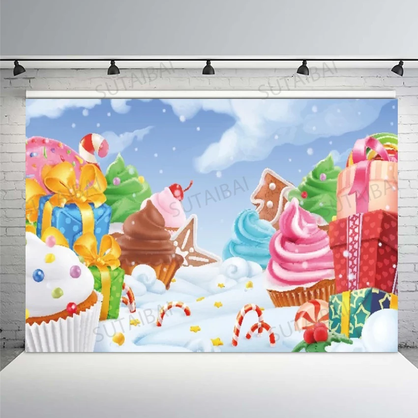 7x5ft красивая подарочная коробка для капкейков милые зимние рождественские мир