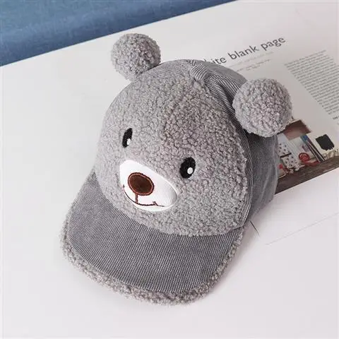 Gray Новая Теплая бейсбольная кепка с маленькими колокольчиками для детей от 2 до 5 лет, весенне-Осенняя детская Кепка для маленьких мальчиков и девочек в стиле хип-хоп с милым медведем - Цвет: Gray