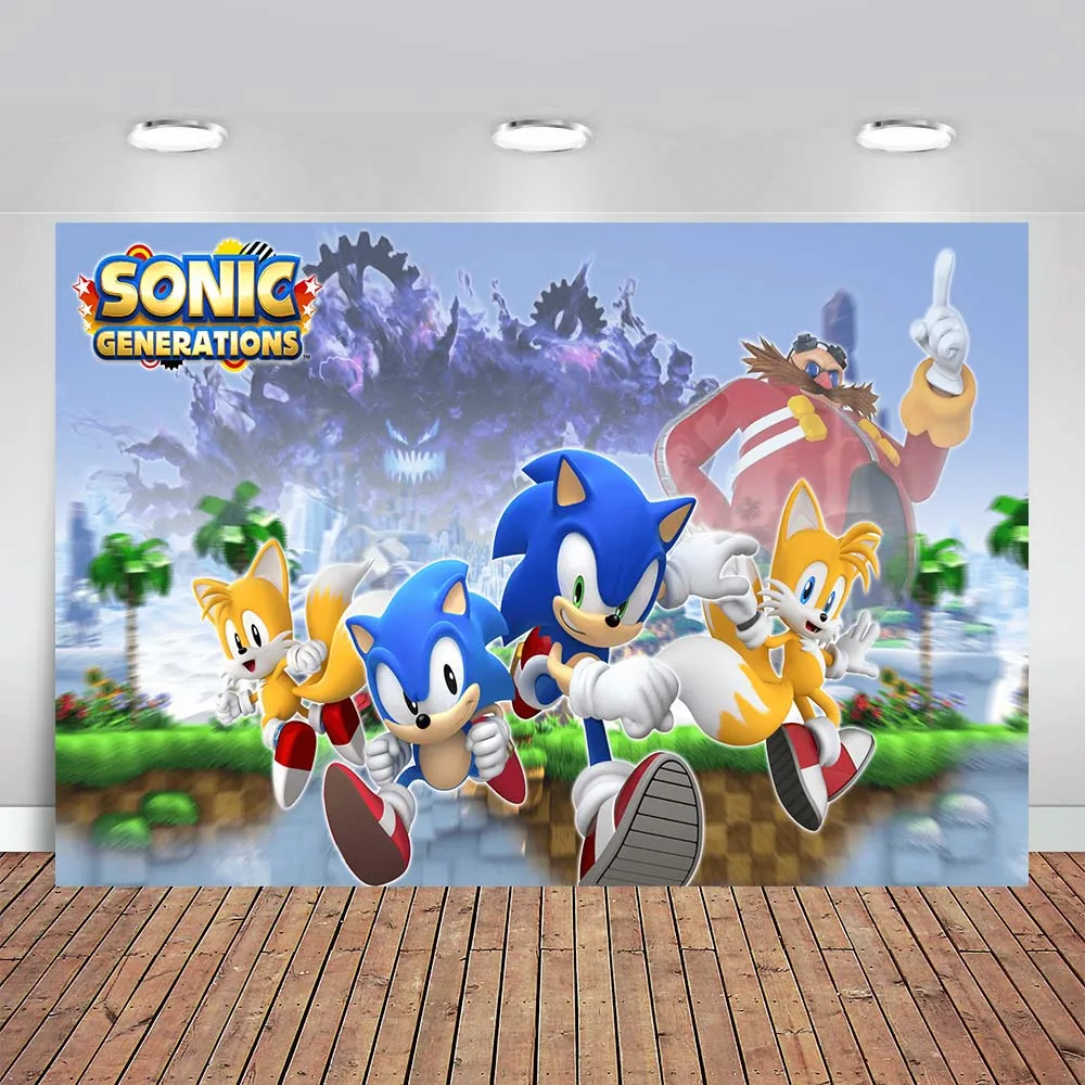 

Sonic Generations Game World Custom Photo Studio Backdrop Background for Kids Boys Birthday Party Dessert Table Banner Photocall