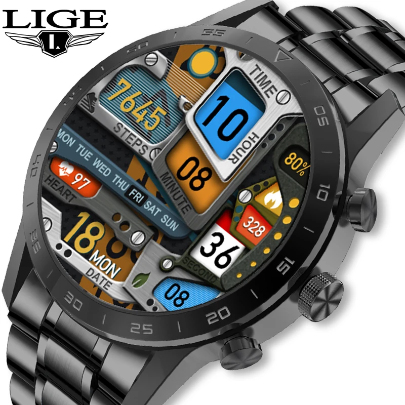 LIGE New Smart Watch Men Heart Rate Monitor ECG+PPG Men's Smartwatch Fitness Tracker Watch Dial Call Smartwatch for Xiaomi