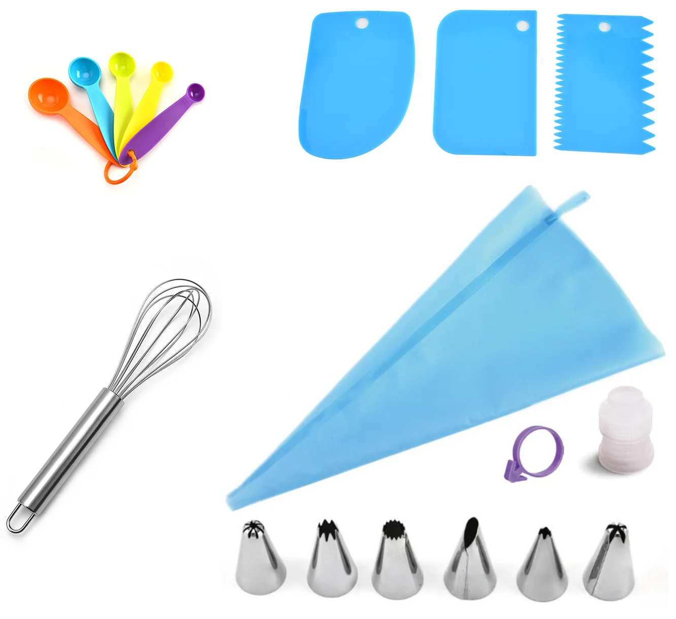 17 or 18 PCS Cake Tools Sets - Two Combinations of Cake Decorating Tools with 3 or 4 Functions Ideal for Cake Making Beginners