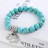 Natural Stone Beads Bracelet Charm Blue Turquoises Pendant Strand Bracelets Bangles Women Fashion Jewelry ► Photo 1/6