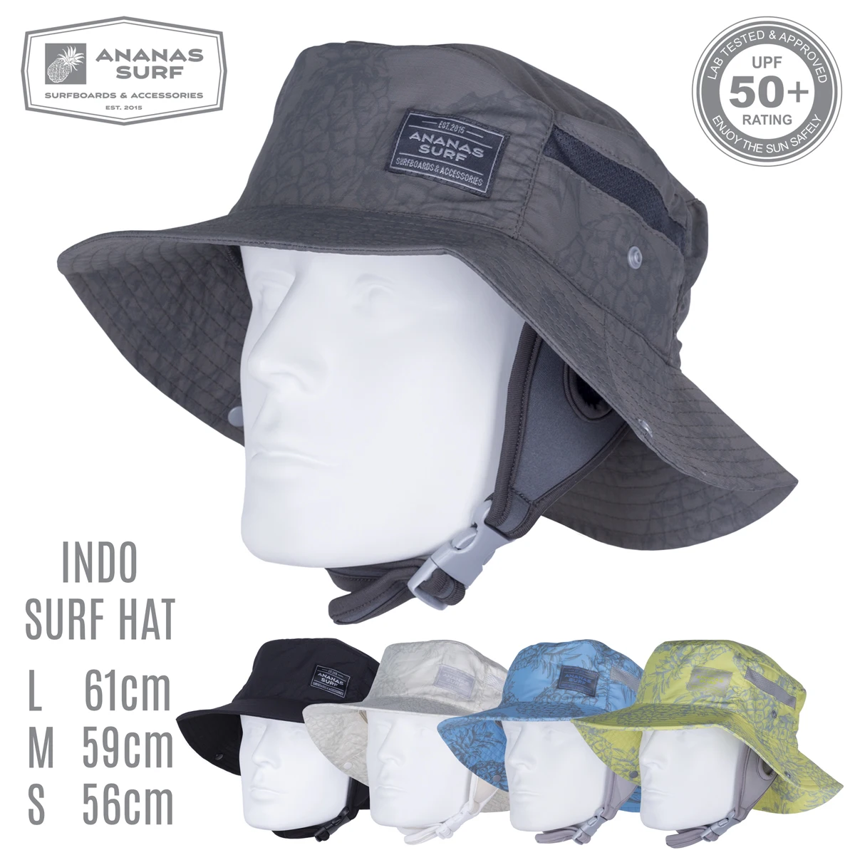 Ananas Surf Indo Surfing Backet Hat With Chin Strap Kitesurf Cap Fisherman  Water Sport Sun Men Women Unisex Protect Ears|Beach Caps| - AliExpress