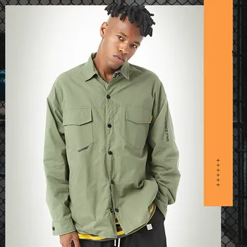 

Original Tide Brand Two Sides Wearing Jacket Personality Contrast Color Printing Autumn New Turn Down Collar Jacket Shirt Male