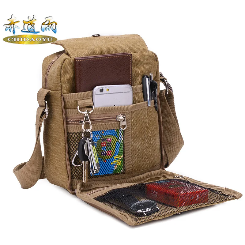 

Men's Casual Mini Messenger Bag Korean-style Canvas Shoulder Men's Bag Outdoor Multi-functional Travel Bag Fashion