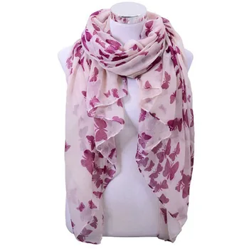 

Fashion Butterfly Voile Scarf Women Sping And Autumn Thin Long Shawl Echarpe Ladies Brand Scarves Arabic Hijab Big Size