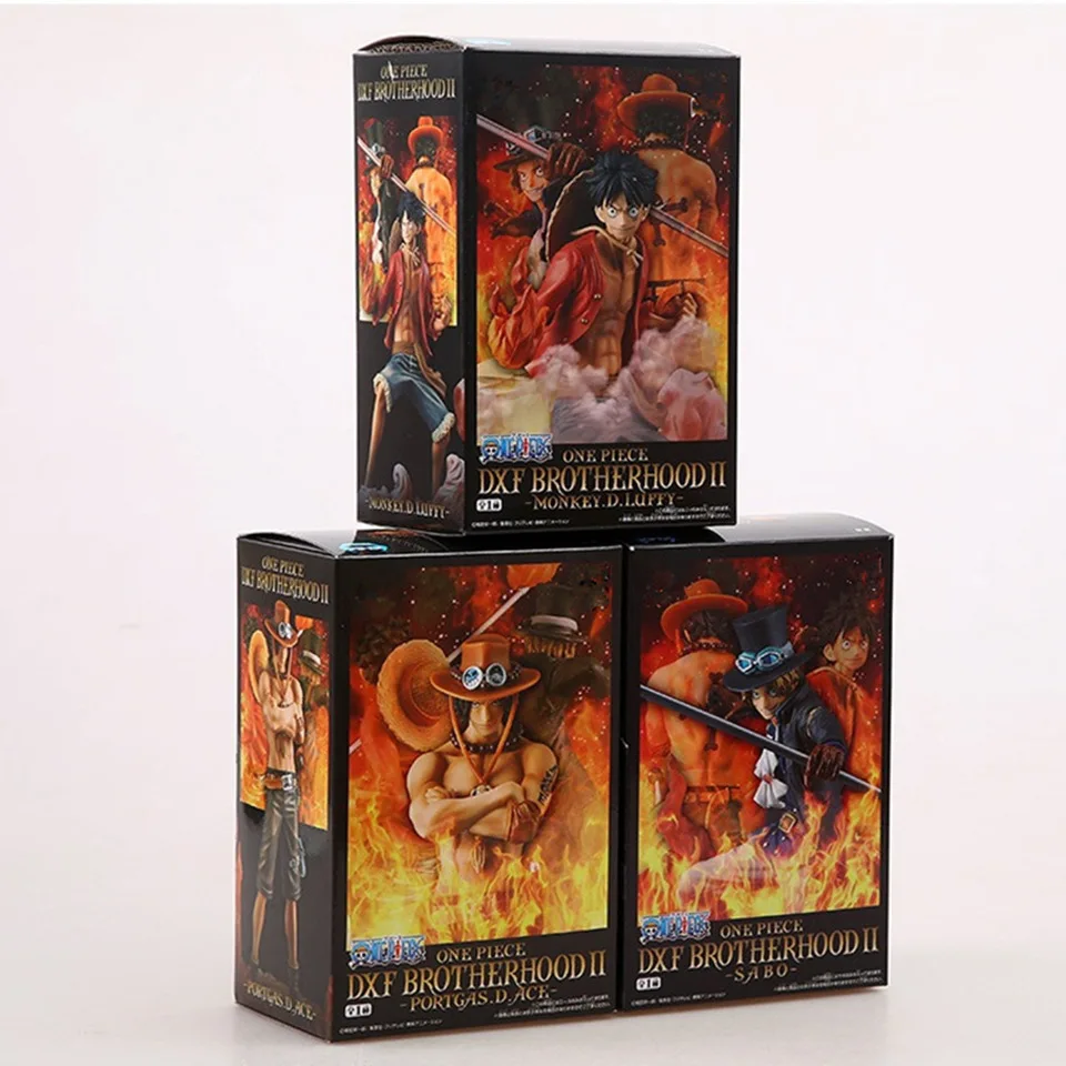 3PCS anime One Piece figurine Monkey D Luffy Ace Sabo Three brothers set PVC Action Figure Collection Model Toys doll 14-17CM