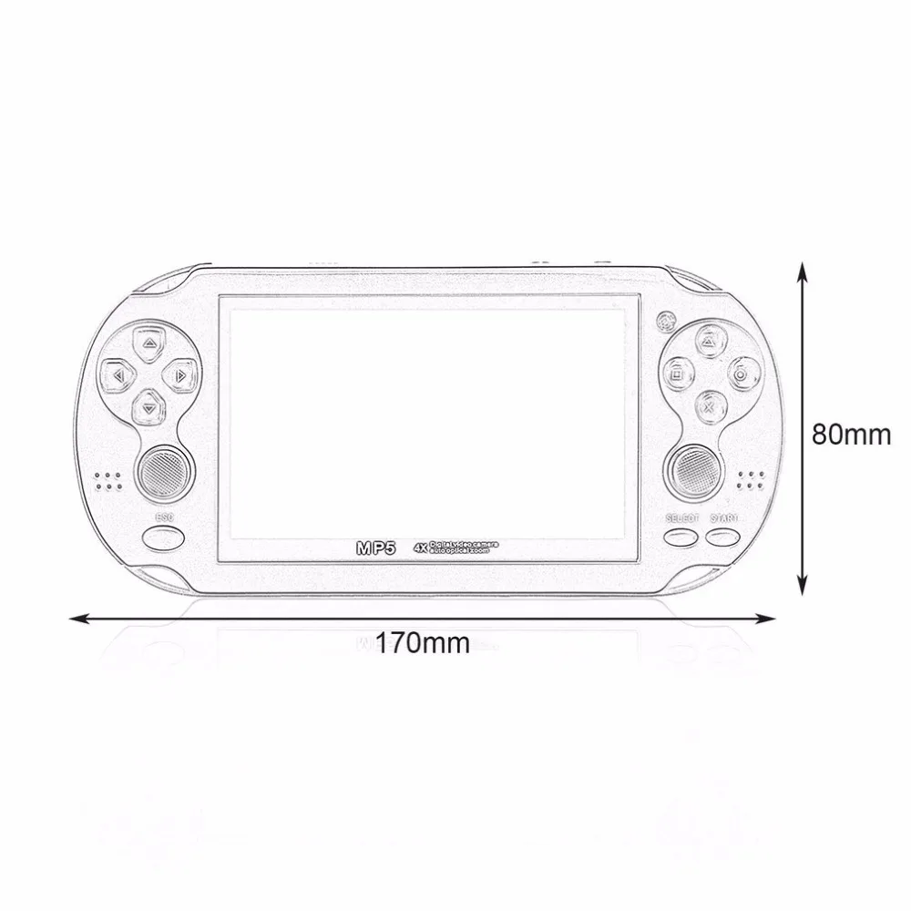 4.3 Inch HD Portable Handheld Game Players MP5 8GB Support For Camera Video E-book GBA Games TF Card Built-in Microphone