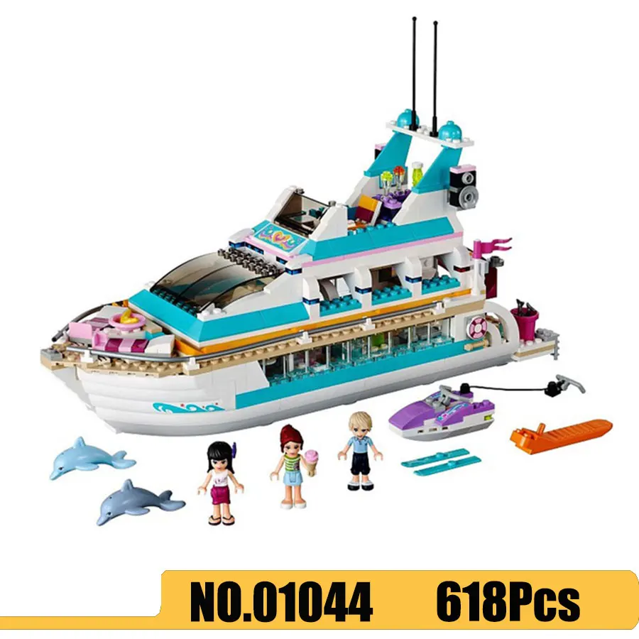 Совместимые строительные блоки Legoinglys Friends 41015 модель 01044 618 шт. кресер дельфин