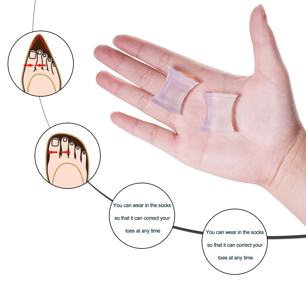4pcs Silicone Gel Toe Separator Straightener Corrector Hallux Valgus Pain Friction Pressure Feet Care Tool D1294/D1297