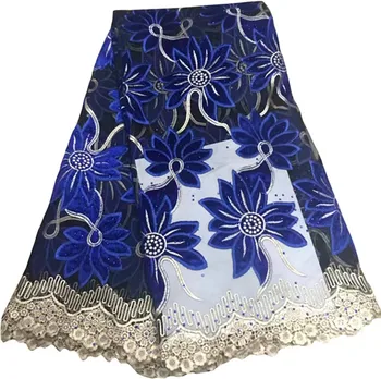

nigerian lace fabrics blue african french lace fabric with stone guipure lace fabric 5yards velvet lace fabric for dress ZQ-A145