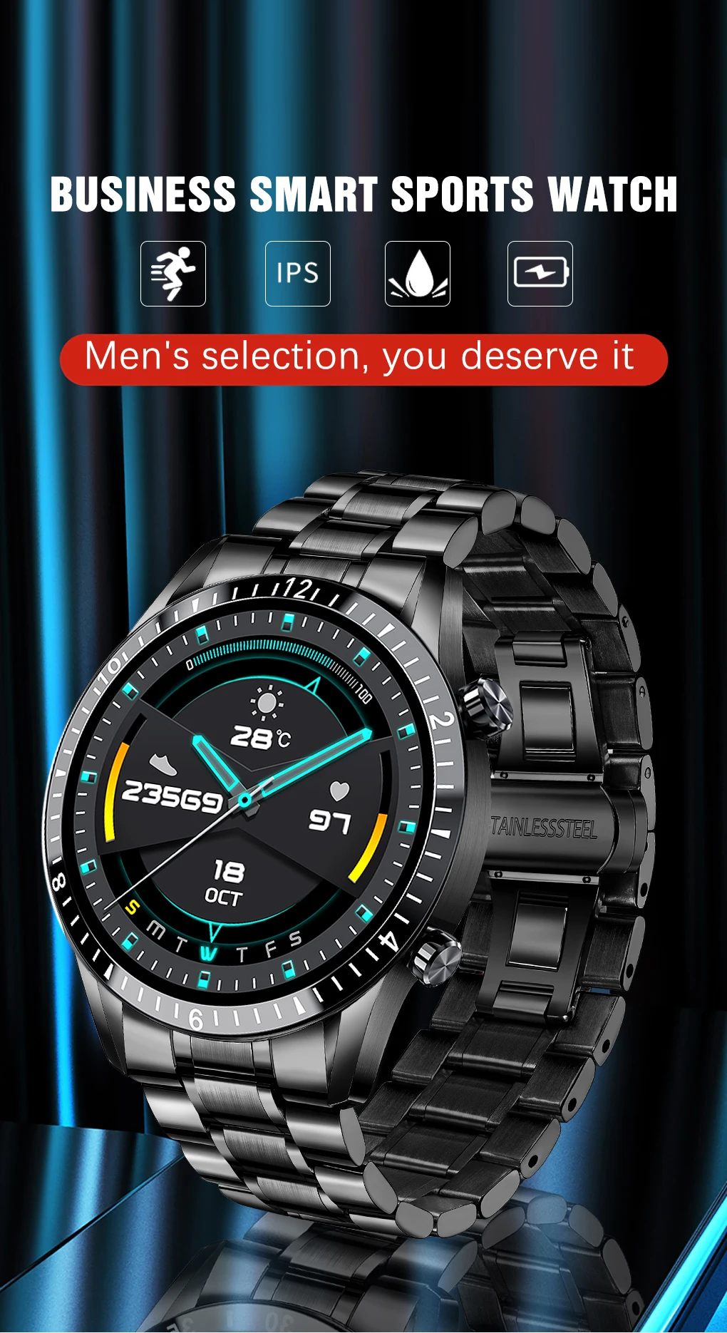 2021 New Smart Watches for Men Full Touch Screen Sports Fitness for Samsung ios smartwatch Mens box 1 H080340b9cb194f8b83a201e3a2e267f19