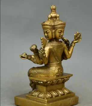 

Chinese Buddhism old Bronze Three sides Buddha Guanyin Kwan-yin Buddha Statue