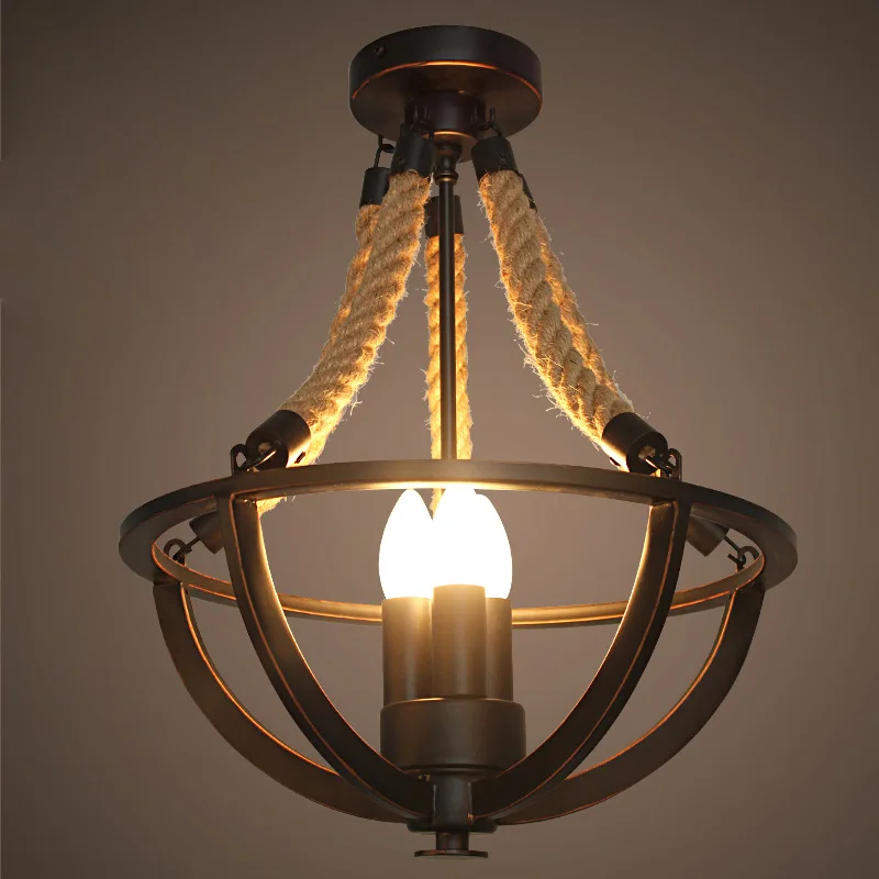 Hanglamp Американский Винтаж Лофт железная Веревка Черный потолочный светильник проходные светильники для фойе Бар Ресторан Hlaf потолочный светильник