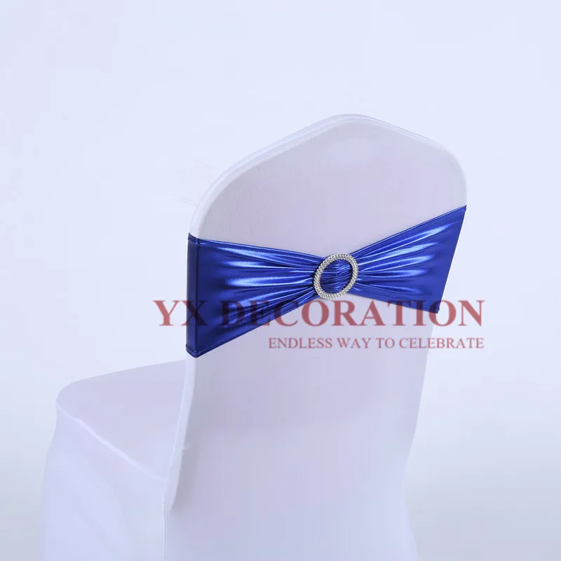 royal blue 15x35 см бронзовое металлическое лайкра Группа спандекс стул Sah для чехлы для стульев для свадьбы события украшения - Цвет: royal blue