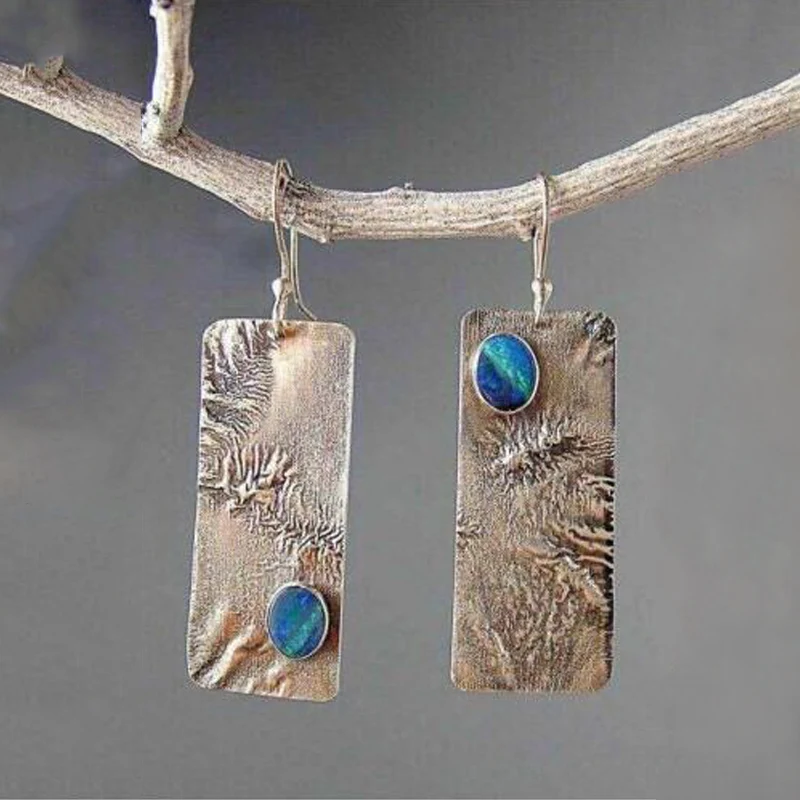QCOOLJLY Boho Этнические каучук зеленого цвета Камень Висячие серьги для женщин Индийский Племенной Винтаж Серьги pendientes mujer moda