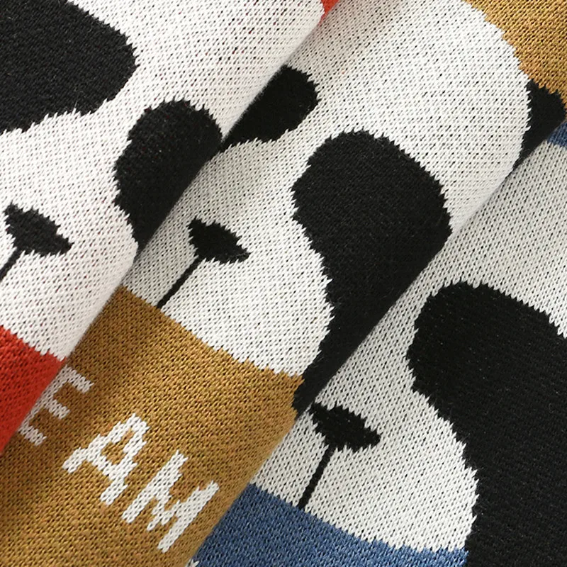 Baby Boy Girl Winter Sweater Toddler Kids Panda Christmas Cartoon Knit Tops Children Plus Velet Warm Long Sleeve Knitted Sweater