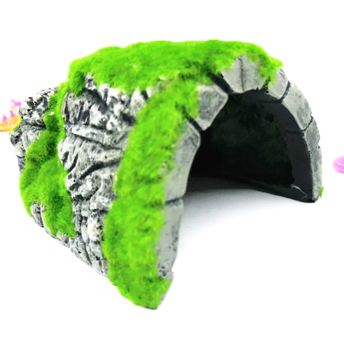 New Reptiles Habitat Decoration Hiding Cave Fish Turtle Tank Basking Ornament NE