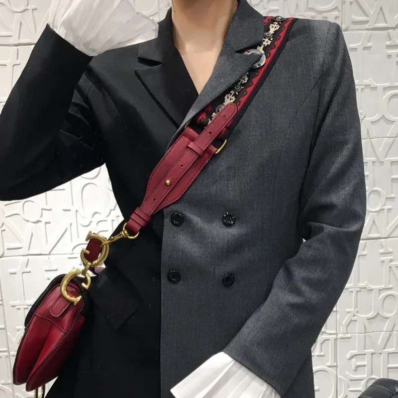 Spring Brand Women Asymmetrical Colors Blocking Blazer Ruffles Patchwork Irregular Double Breasted Femme OL Suit Jacket | Женская одежда