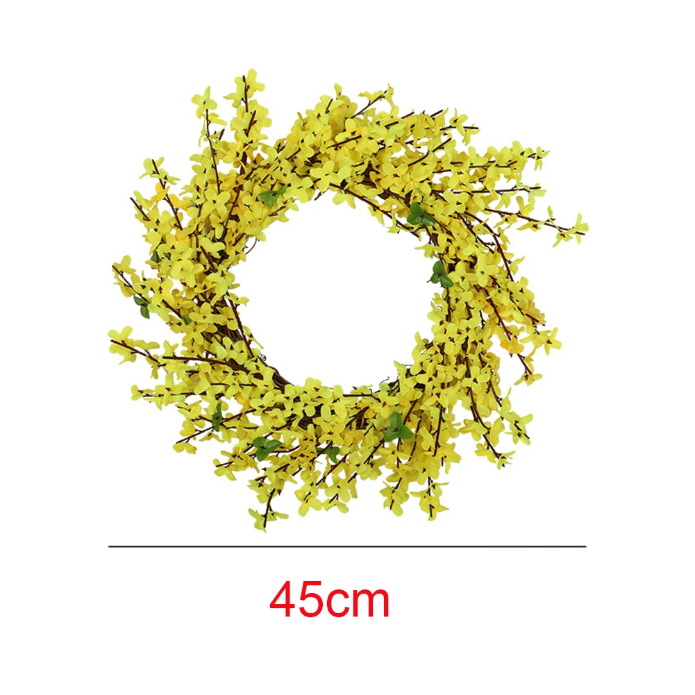 Ротанг домашний декор имитация Forsythia цветок дверь открытый окно Реалистичный искусственный венок Круглый Свадебный Шелковый ткань сад