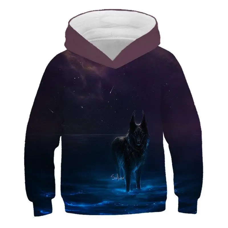 Жесткое животное Леопардо 3Dde chico y Chica sudadera Nio de ropa de moda cielo estrellado cielo Lobo impresin chico ocio sudadera