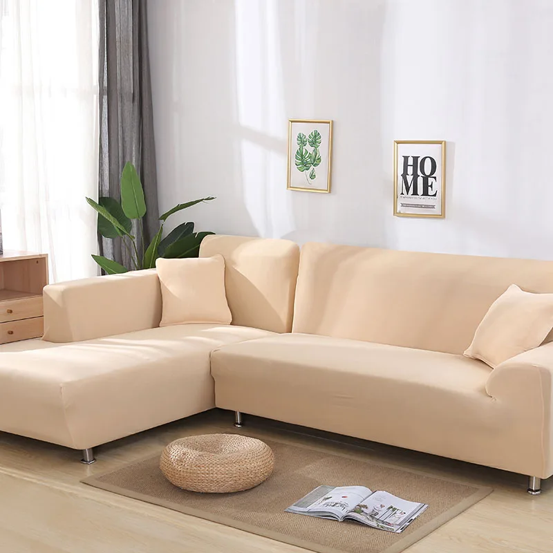 Эластичный L образный чехол для дивана, все включено, Нескользящие Чехлы для диванов, чехлы для диванов, диванов, полотенец для одного/двух/трех/четырех сидений - Цвет: Cream