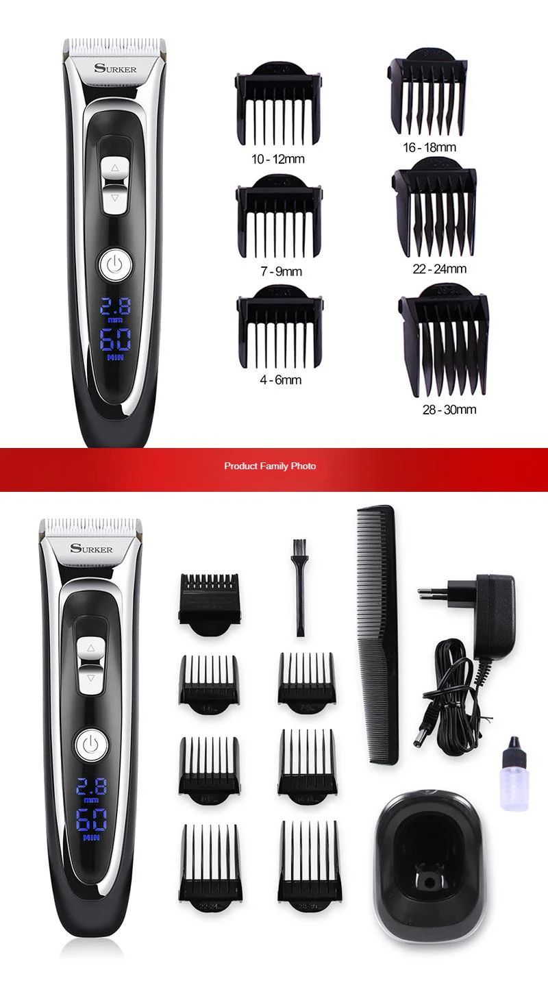 Numbers Liquid Crystal Ceramic Knife Hair Clipper Electric Fader Mute Electric Hair Clippers Fast Charge With Base S