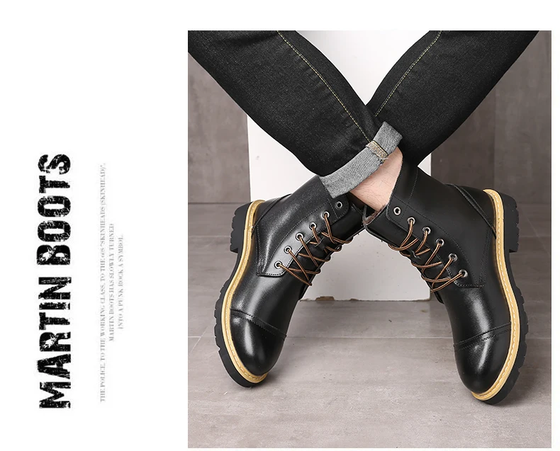 Misalwa, новейший дизайн, мужские повседневные мотоциклетные ботильоны, теплые классические ботинки на шнуровке, высокое качество, кожа, Zapatos De Hombre, 38-46