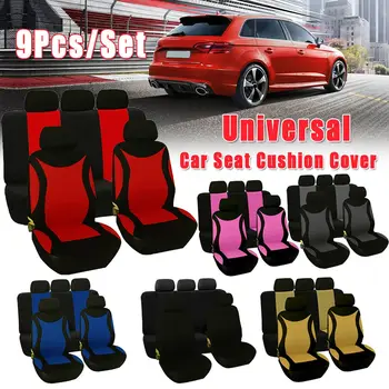 

9pcs Car Seat Covers Set Polyester Fabric Auto Protect Covers Universal Fits Most Cars Covers Car Seat Protector Car Styling