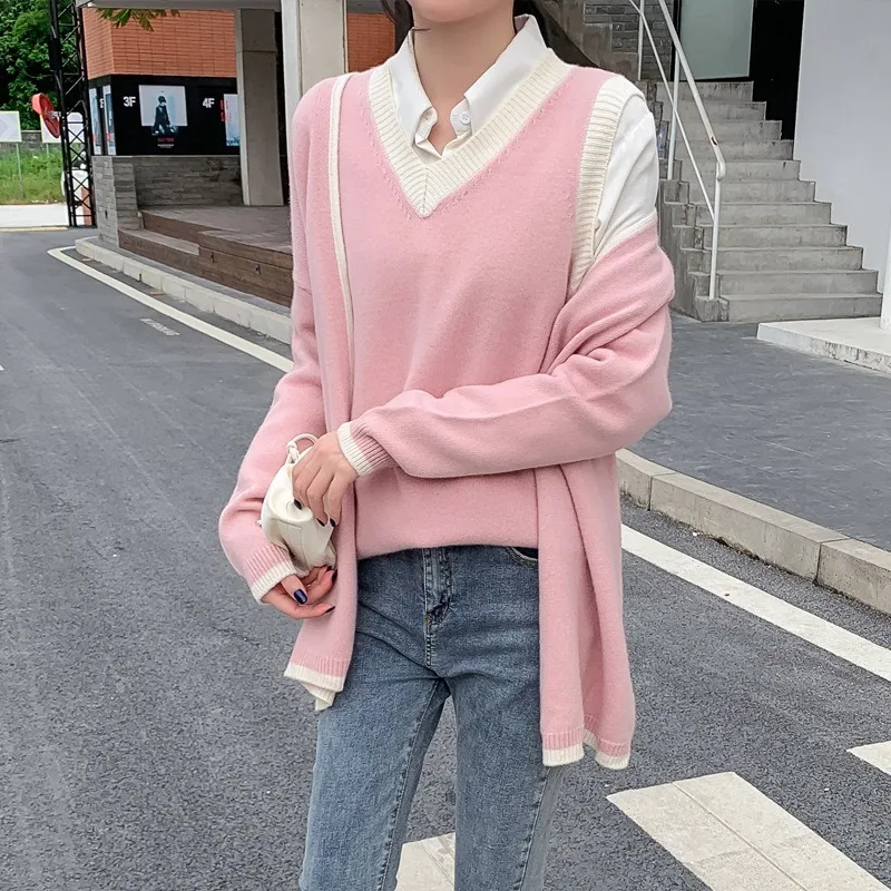 

Autumn and Winter New Small Fragrance Cashmere Two-piece Cardigan Women's Buttonless Jacket Long-sleeved Wool Knit Sweater Suit