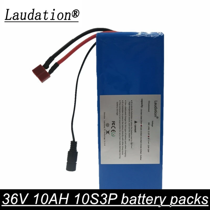

laudation 36V 10AH 10S3P electric bicycle 18650 battery pack high Capacity Motorcycle Scooter with BMS without charger